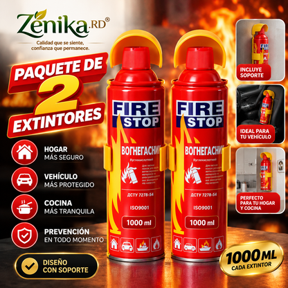 Paquete de 2 extintores con soportes de montaje, portátil para el hogar, cocina, carro, barco, BBQ, protección multiusos,1000ML