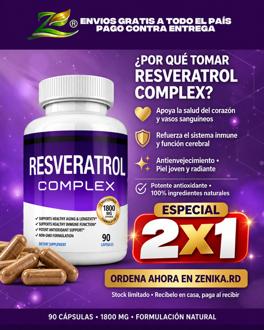 Dos frascos de Complejo de Resveratrol con 1800mg para Combatir el Envejecimiento y Mejorar la Salud del Corazón, Antioxidante Potente