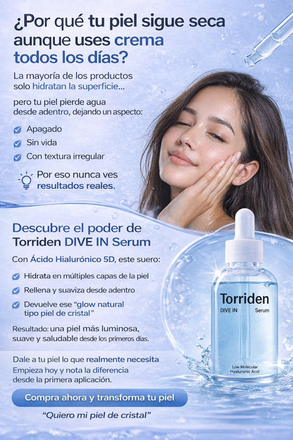 Torriden DIVE IN Suero de ácido hialurónico para hidratación profunda