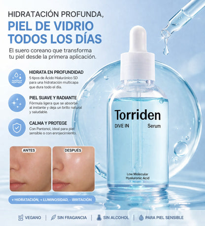 Torriden DIVE IN Suero de ácido hialurónico para hidratación profunda